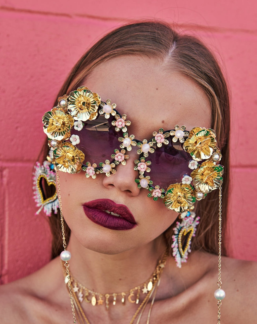 Gold Bomb Flower Funglasses by Meghan Fabulous