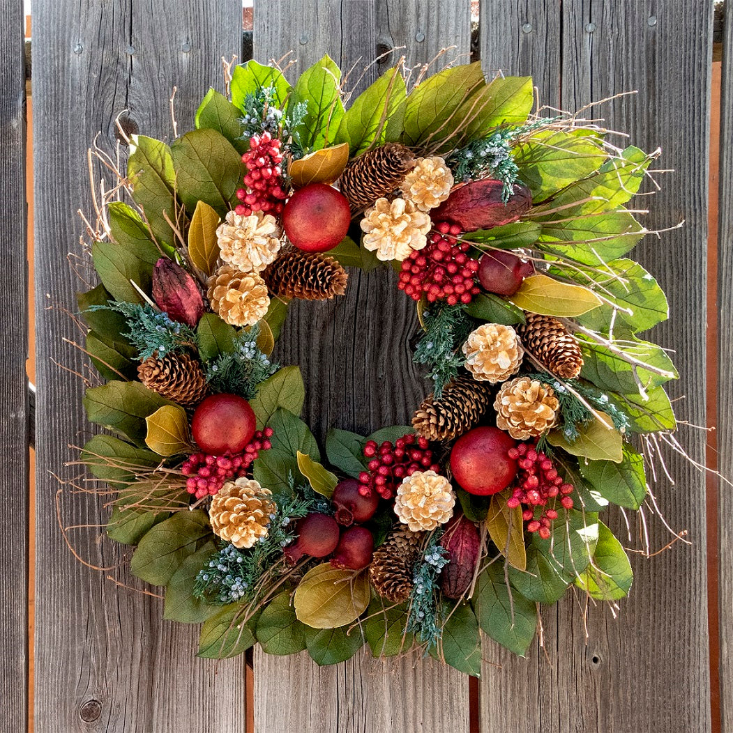 Golden Pinecone & Pomegranate Wreath by Andaluca Home