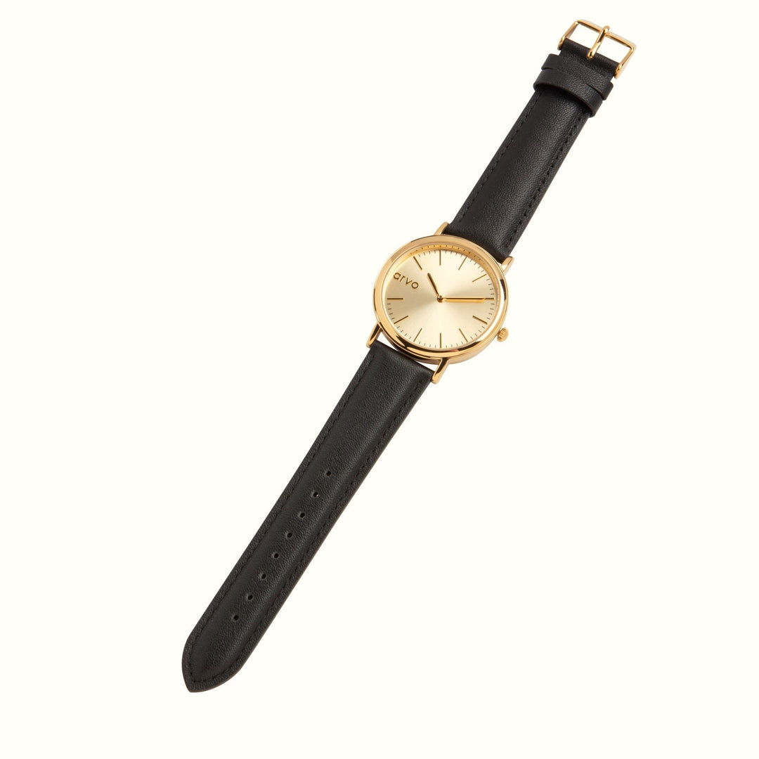 Arvo Gold Time Sawyer Watch - Black Leather by Arvo