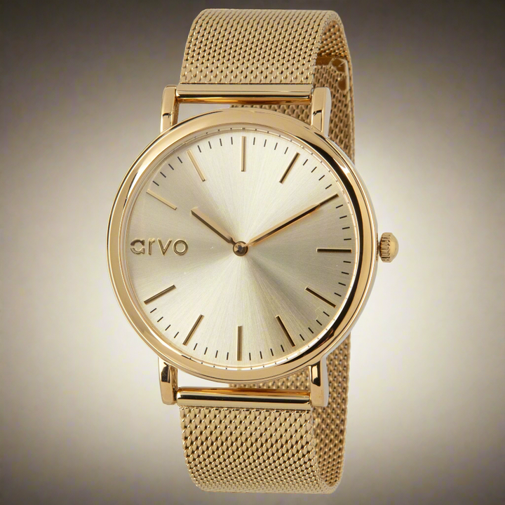 Arvo Gold Time Sawyer Watch - Gold Mesh Band by Arvo