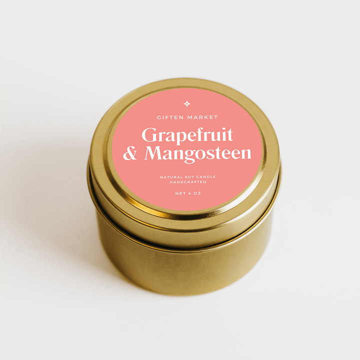 Grapefruit & Mangosteen Gold Travel Candle by Giften Market