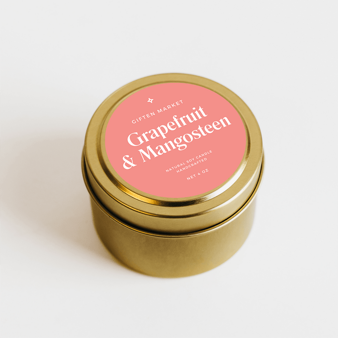 Grapefruit & Mangosteen Gold Travel Candle by Giften Market