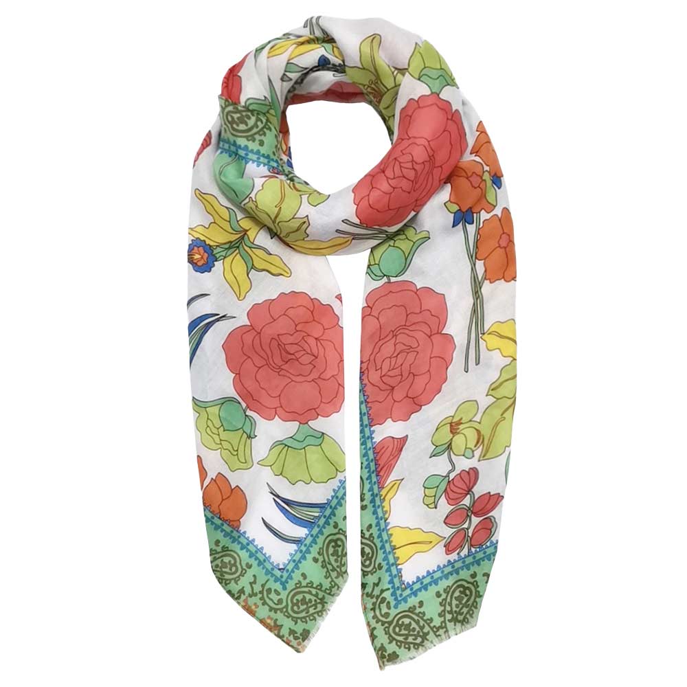 Flower Printed Oblong Scarf