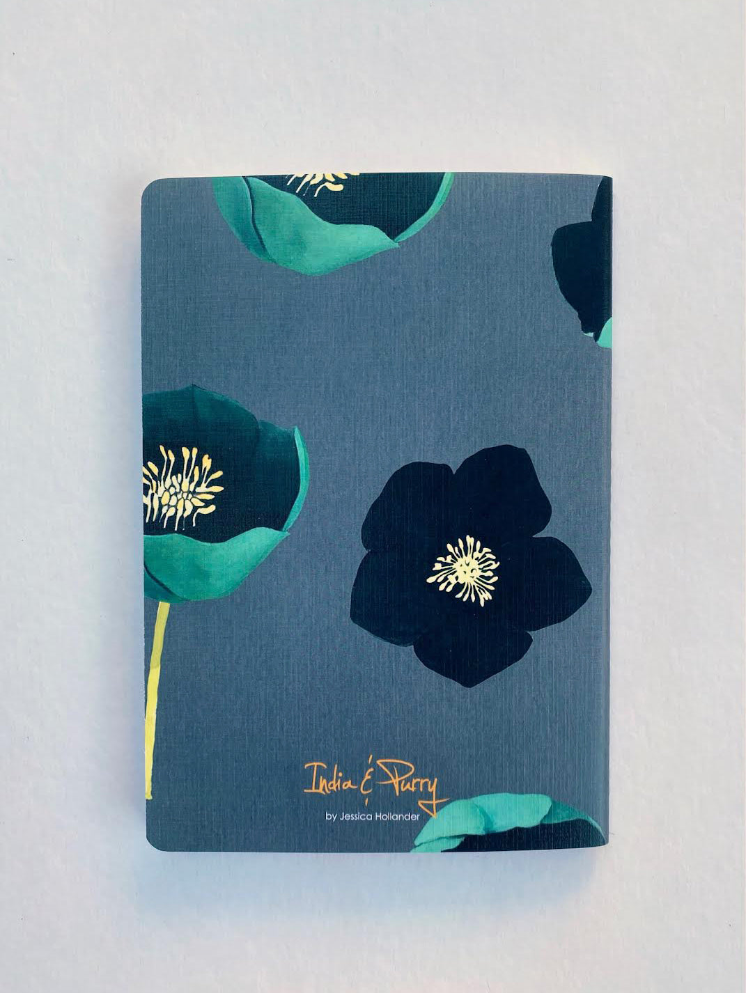 Notebook Set:  Green Winter Rose & White Poppies on Emerald by India & Purry