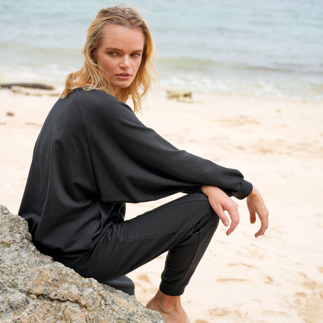 HALEY Bamboo Fleece Sweaters, in Black by BrunnaCo