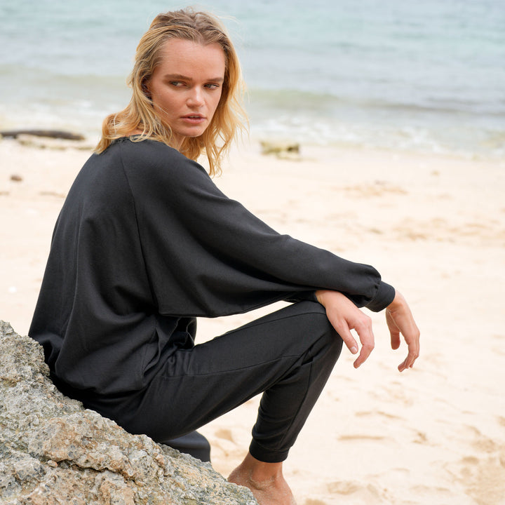 HALEY Bamboo Fleece Sweaters, in Black by BrunnaCo