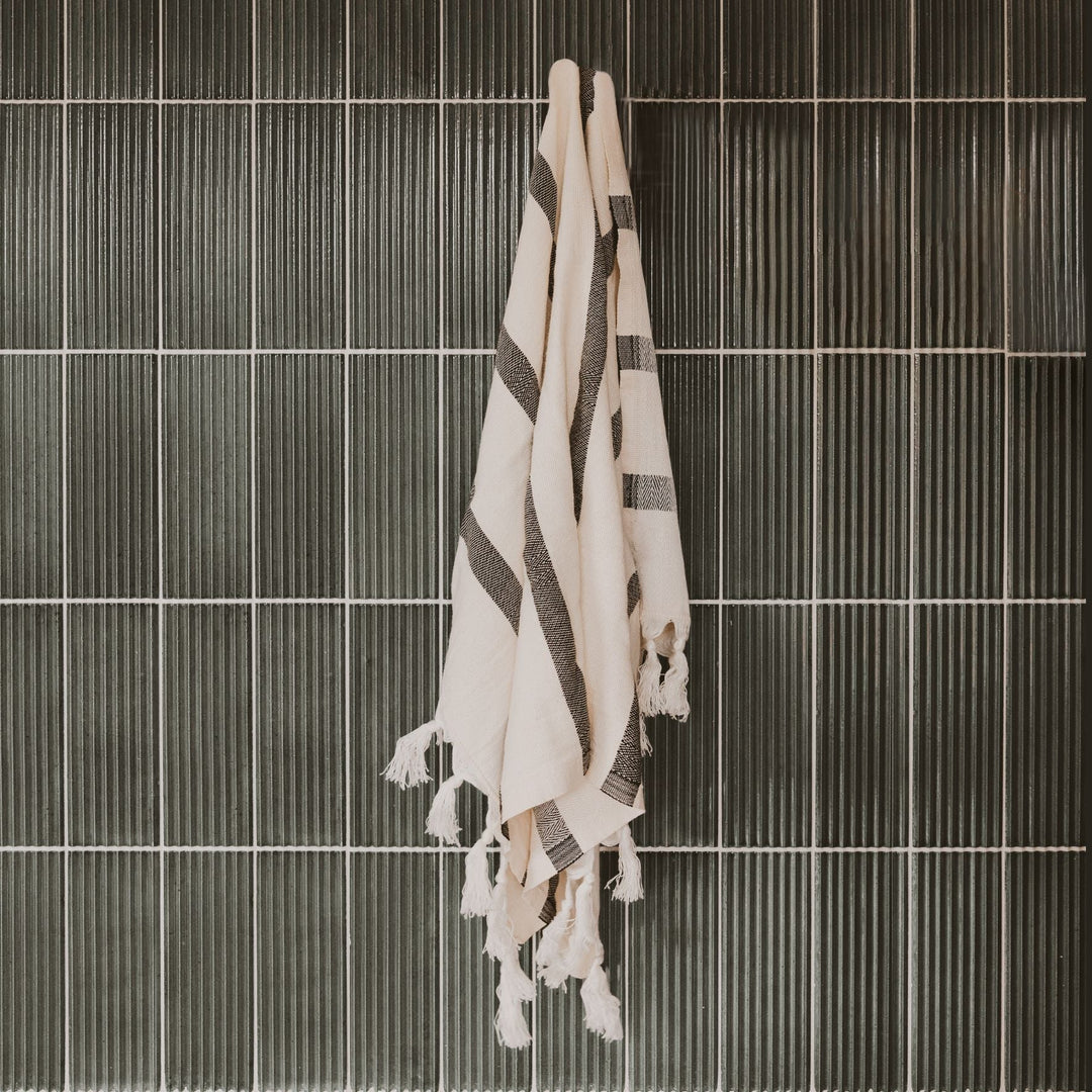 Turkish Cotton + Bamboo Hand Towel - Single Stripe by Sweet Water Decor