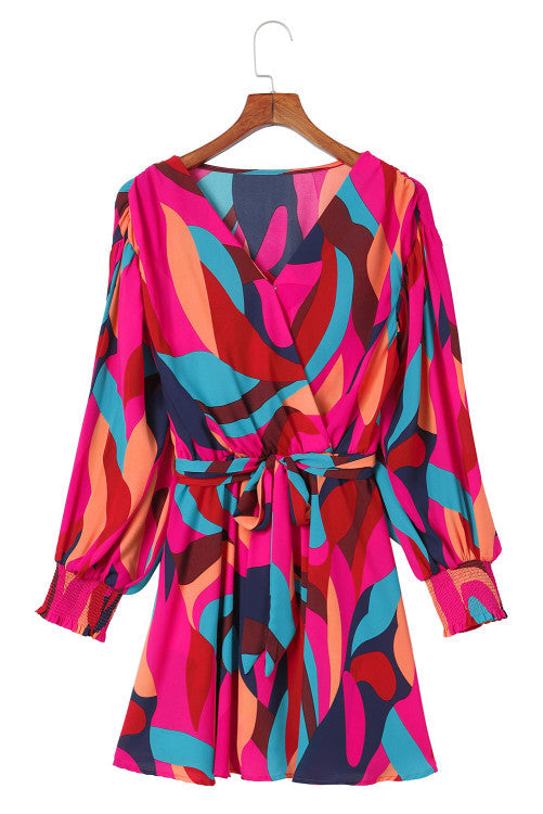 Bright Abstract Belted Dress