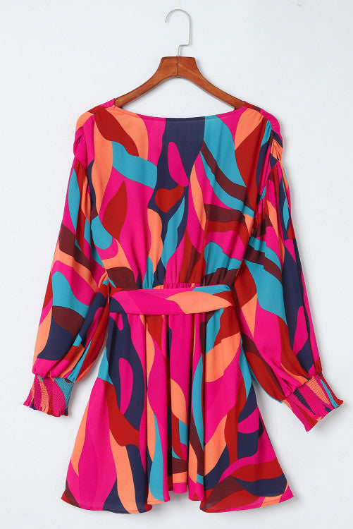 Bright Abstract Belted Dress