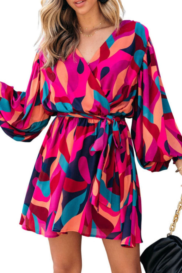 Bright Abstract Belted Dress