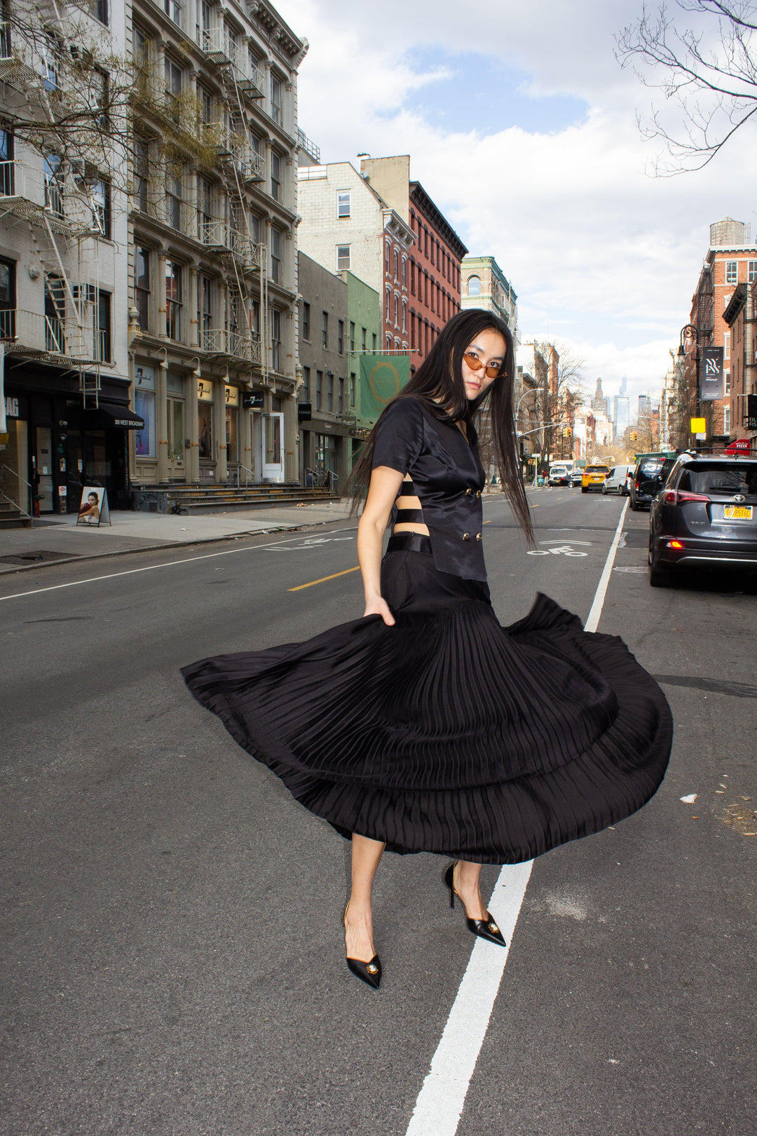 Maryanne Black Pleated Skirt by Le Réussi®