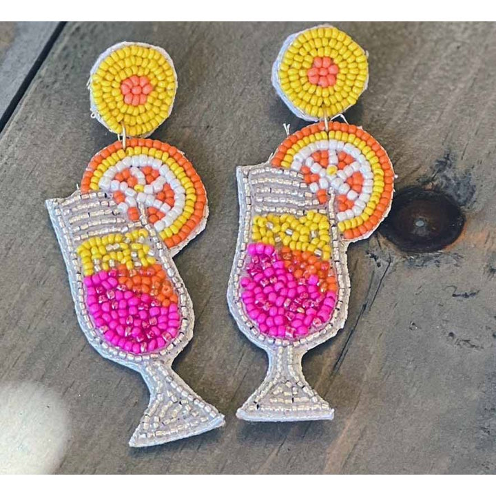 Sunrise Mimosa Seed Beaded Dangle Earrings by OBX Prep