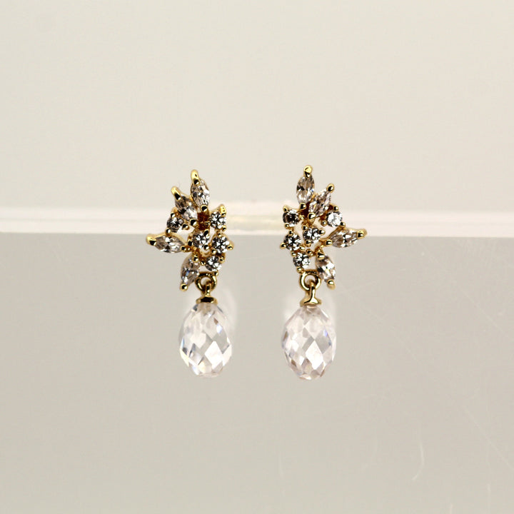 Bridal Floral Dangle Earrings by VicStonenNYC Fine Jewelry