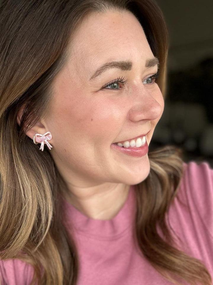 Bow Studs - Pink by Spiffy & Splendid