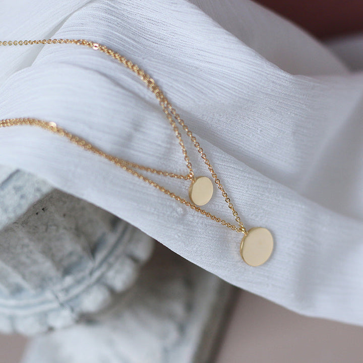 Arvo Layered Double Disc Necklace - Gold by Arvo