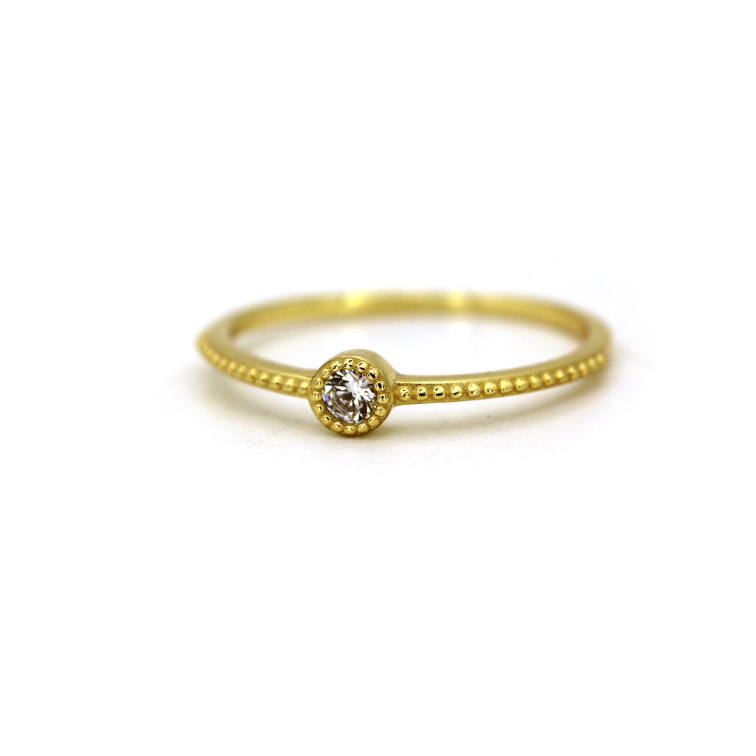 14k Natural Diamond Antique 14K Yellow Solid Gold Ring by VicStonenNYC Fine Jewelry