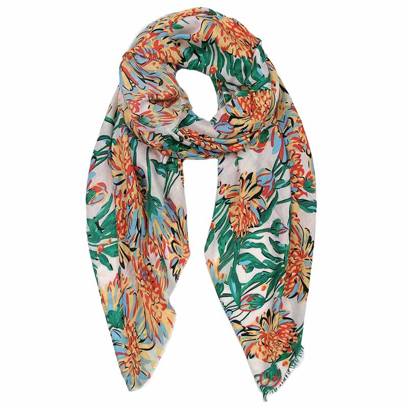 Flower Printed Oblong Scarf