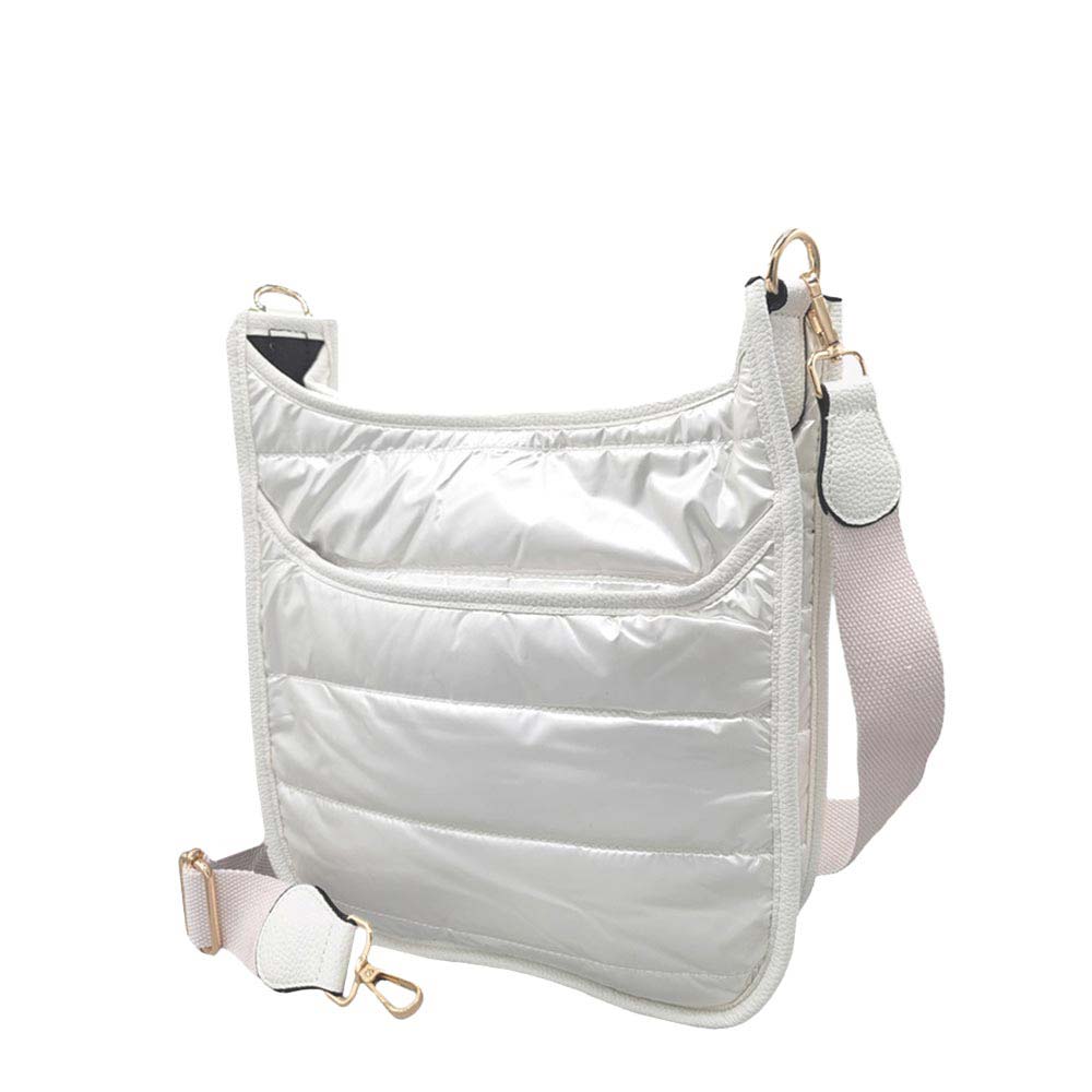 Solid Quilted Shiny Puffer Crossbody Bag