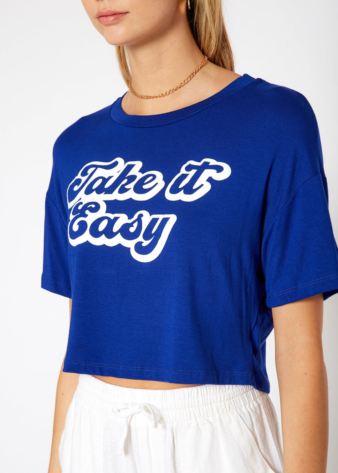 Women's "Take it Easy" Printed Crop Top