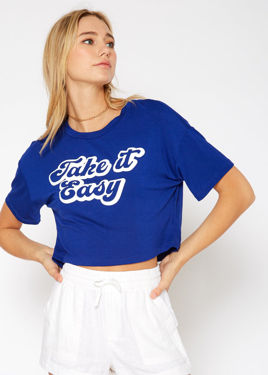 Women's "Take it Easy" Printed Crop Top