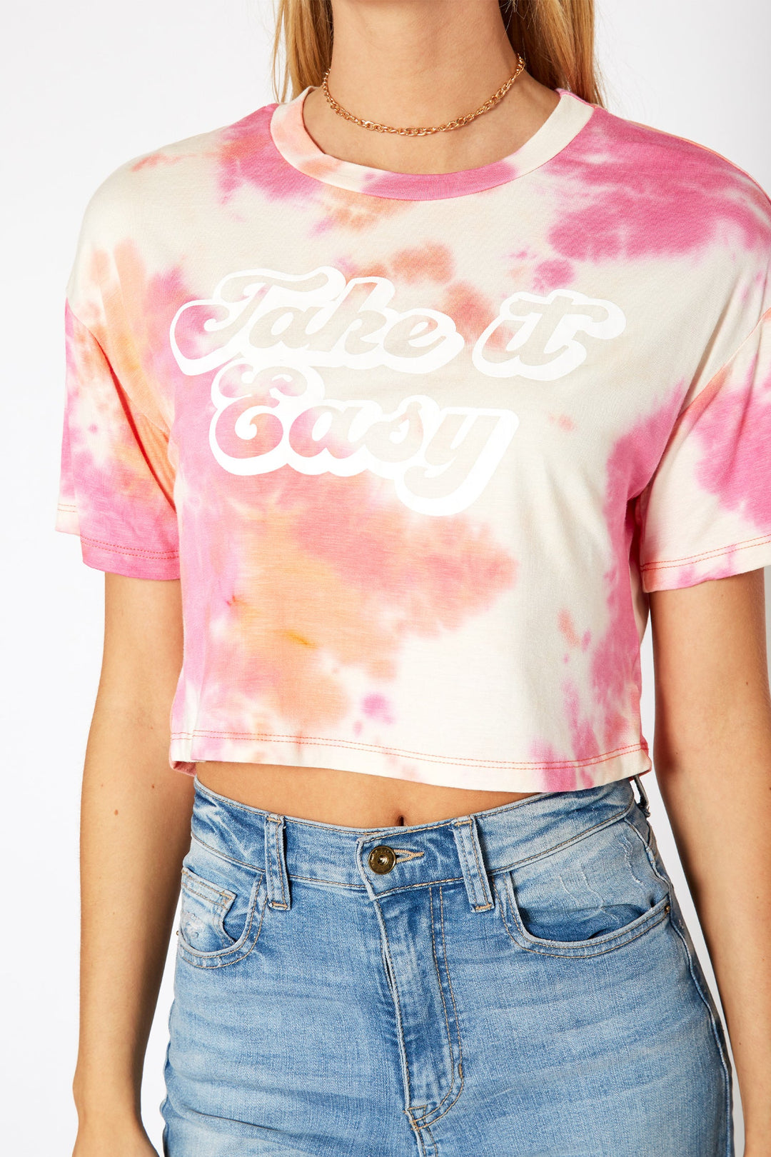 Women's "Take it Easy" Printed Crop Top