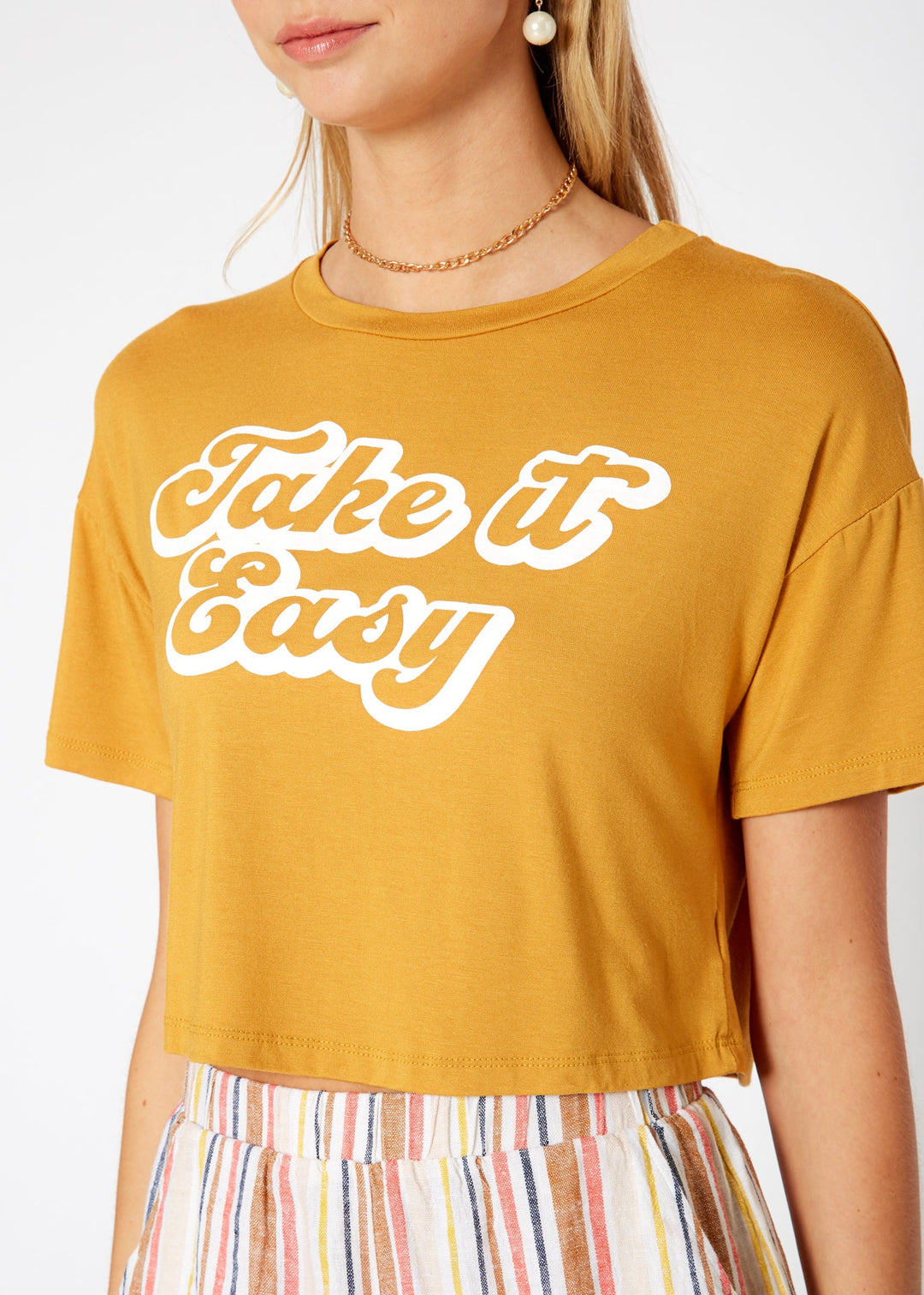 Women's "Take it Easy" Printed Crop Top