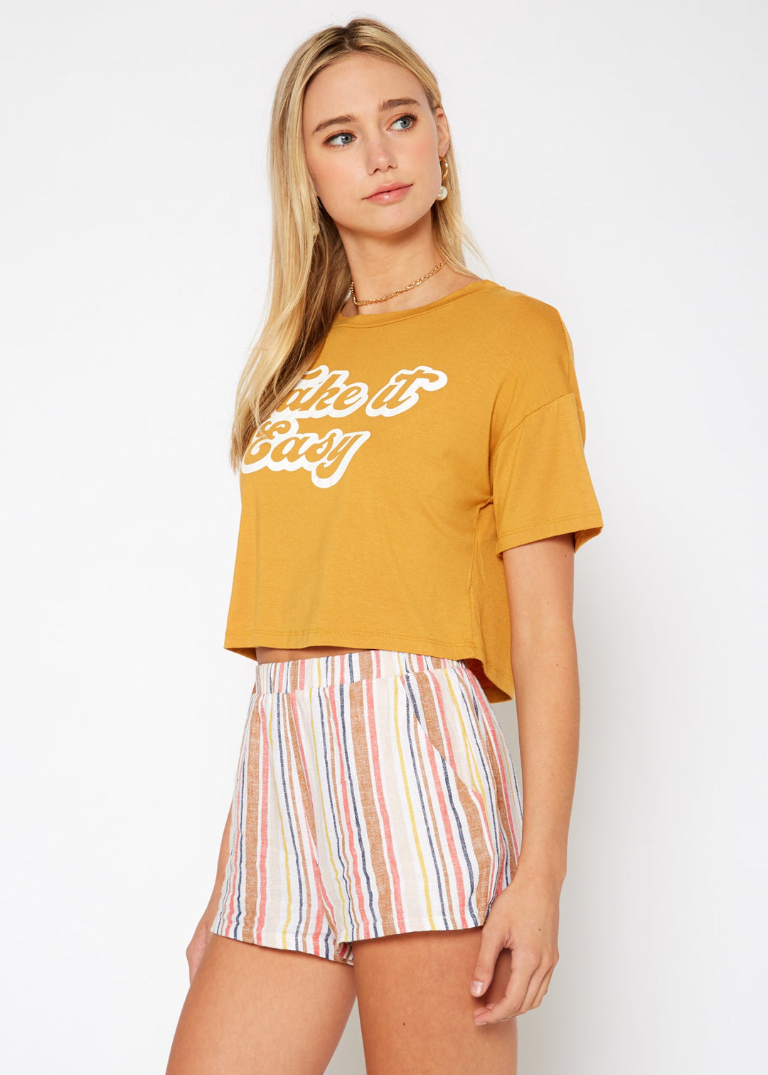 Women's "Take it Easy" Printed Crop Top