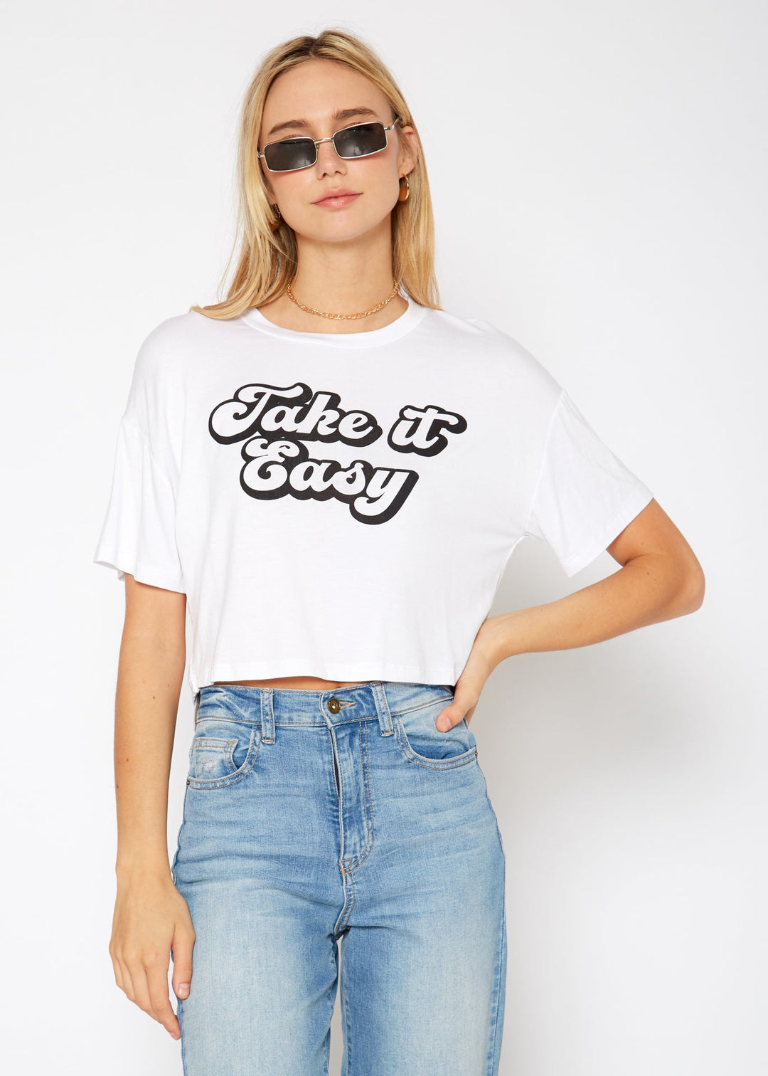 Women's "Take it Easy" Printed Crop Top