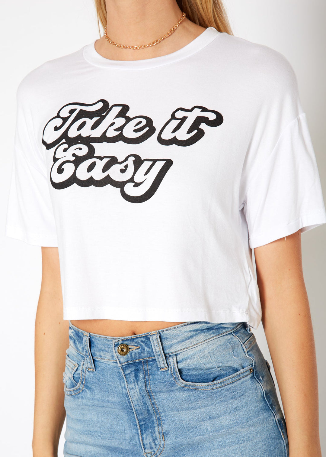 Women's "Take it Easy" Printed Crop Top