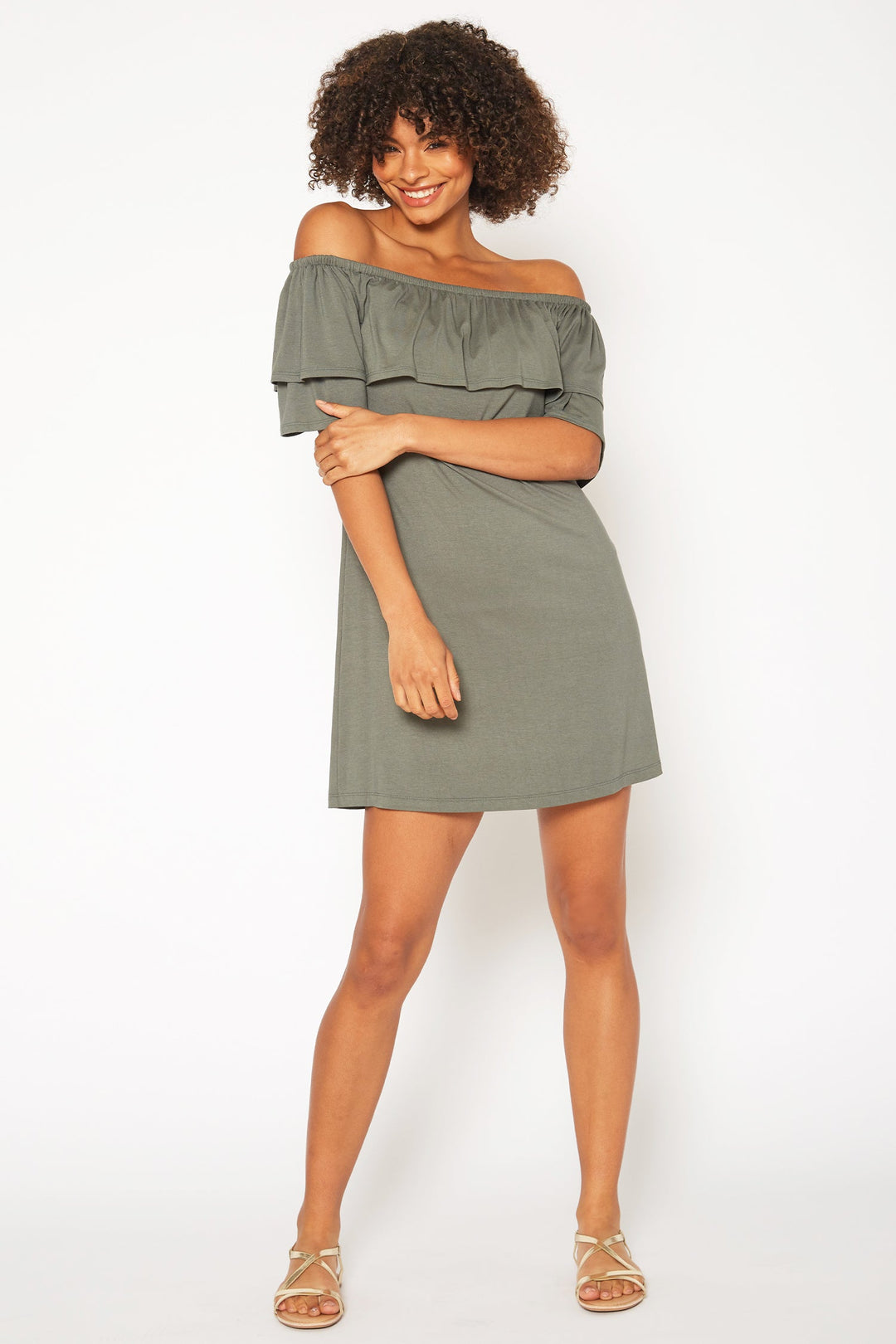 Women's Basic Off Shoulder Midi Dress