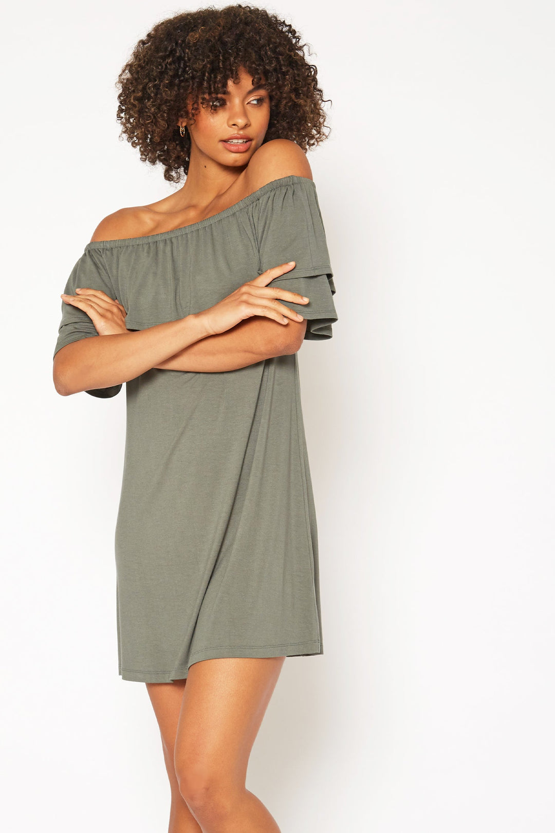 Women's Basic Off Shoulder Midi Dress