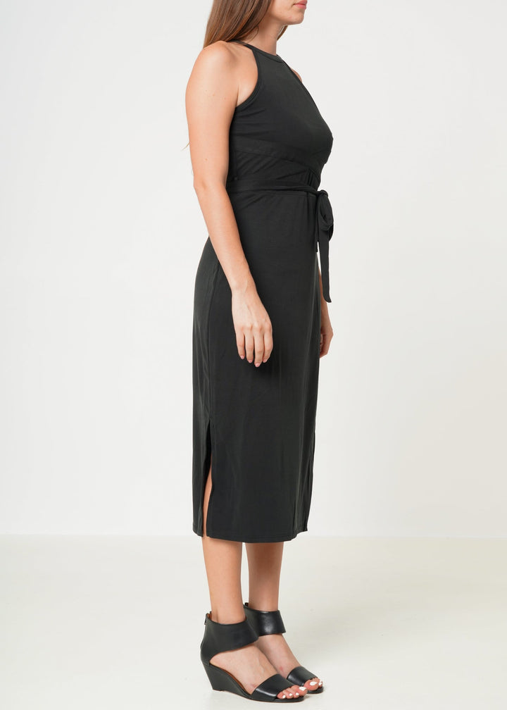 Women's Haltered Sheath Midi Dress In Black