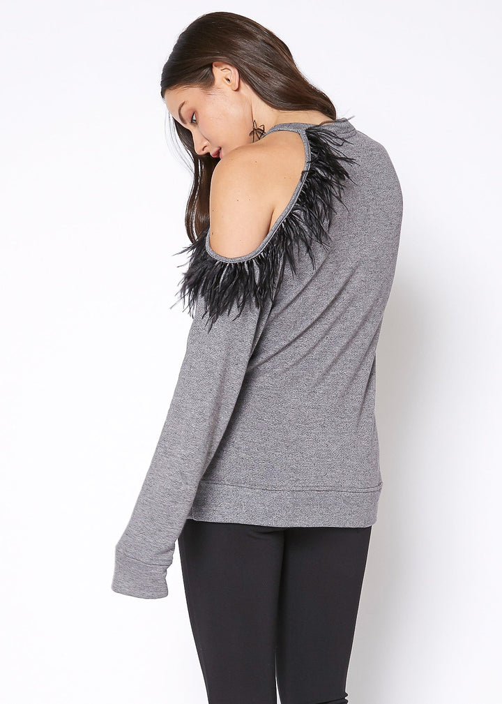 Women's One Shoulder Feather Sweatshirt by Shop at Konus