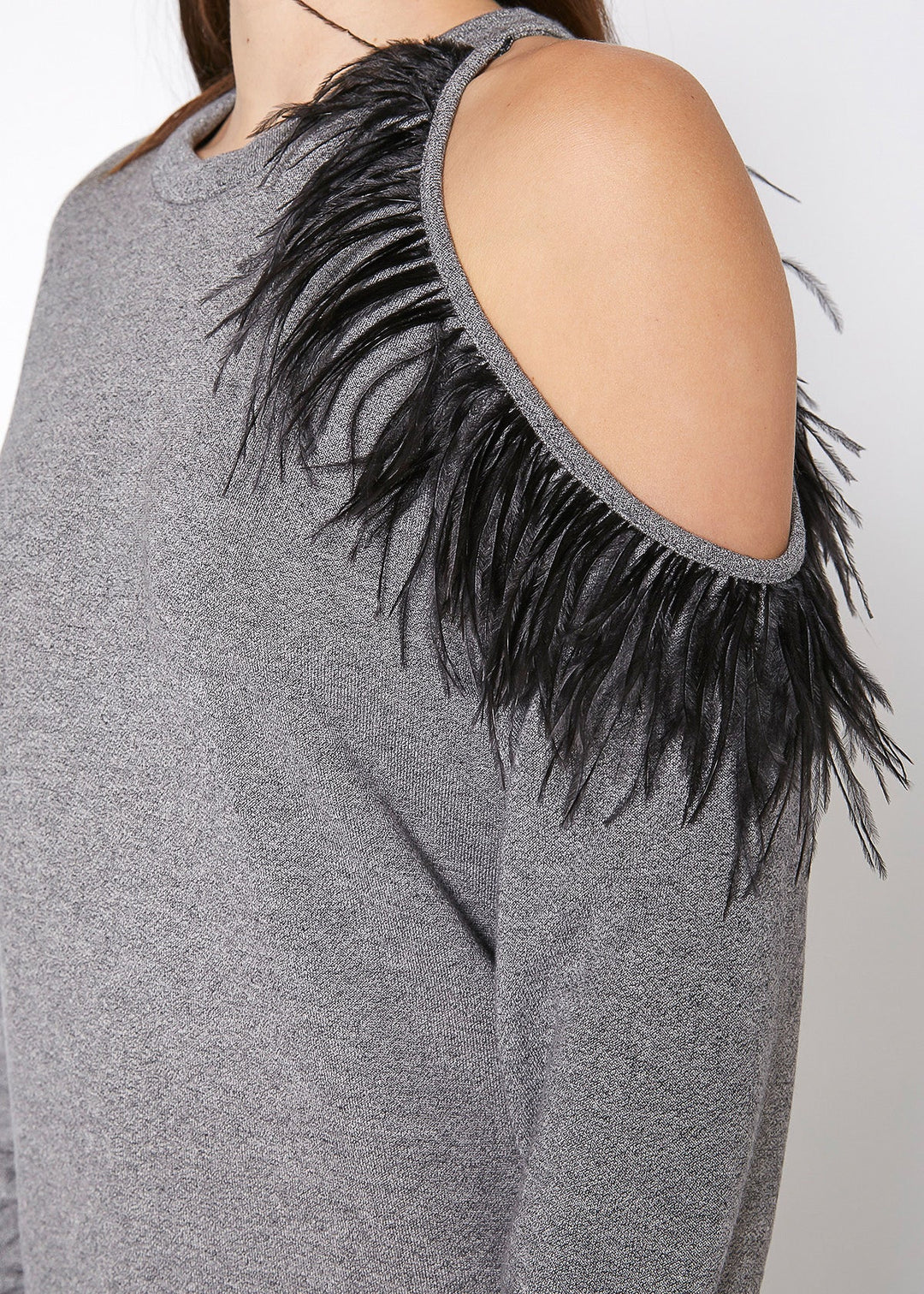 Women's One Shoulder Feather Sweatshirt by Shop at Konus