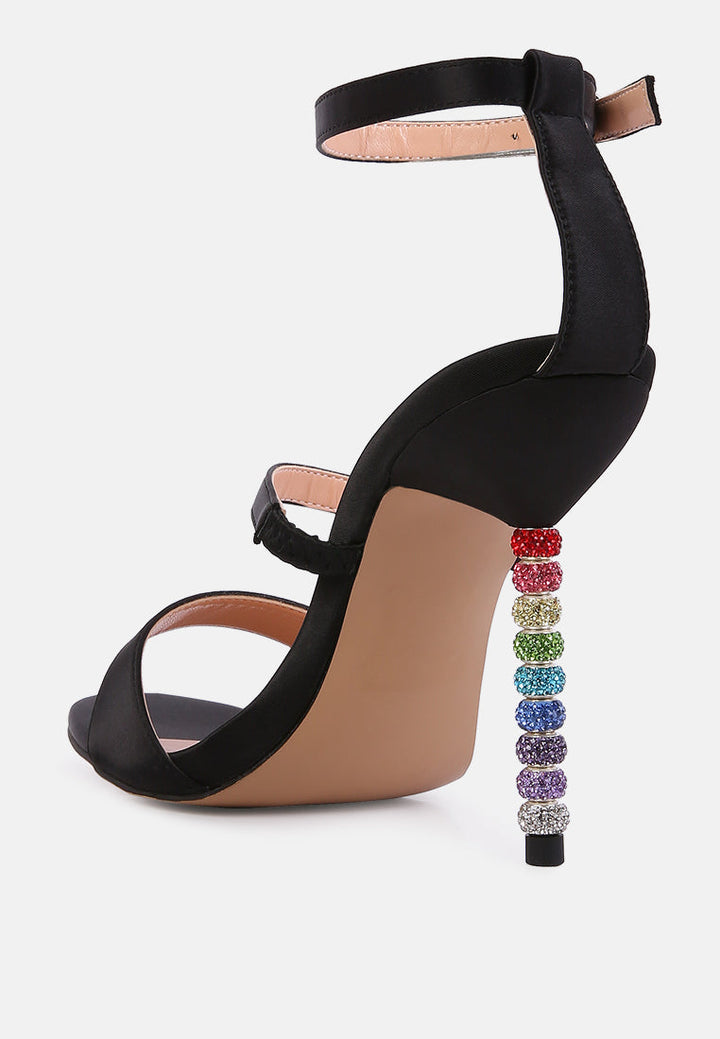 lawsuit rhinestone ball heel satin sandals by London Rag