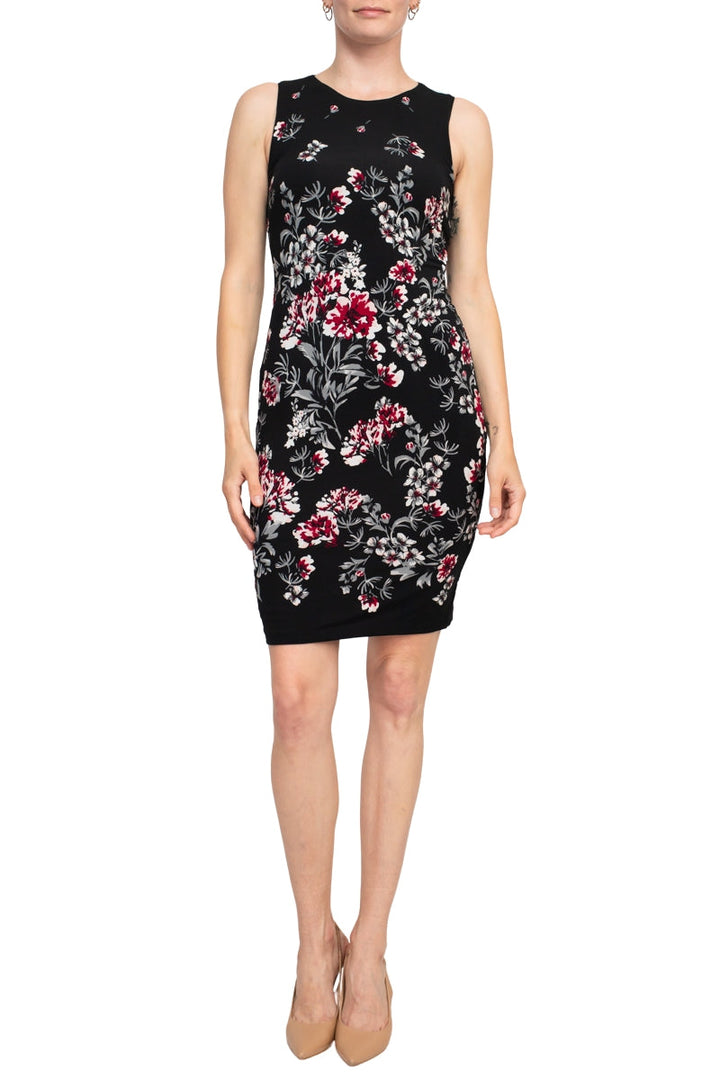 Catherine Malandrino Crew Neck Sleeveless Floral Print Key Hole Back Jersey Dress (Size S)