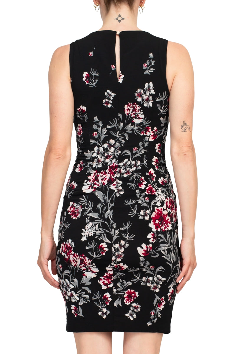 Catherine Malandrino Crew Neck Sleeveless Floral Print Key Hole Back Jersey Dress (Size S)