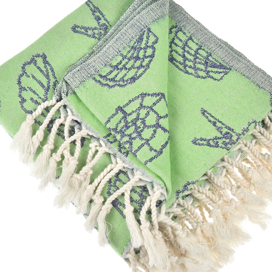 Exclusive Seashells and Stars Peshtemal Pure Cotton Beach Towel by La'Hammam