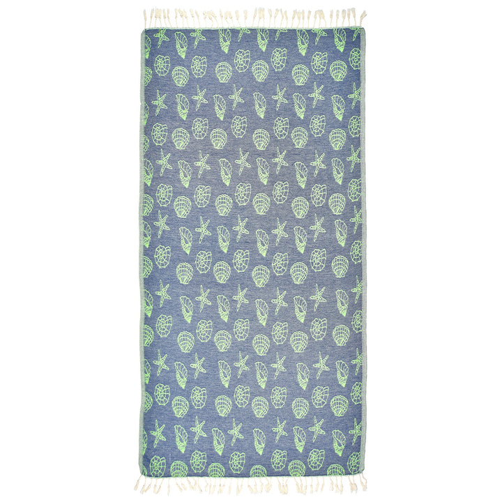 Exclusive Seashells and Stars Peshtemal Pure Cotton Beach Towel by La'Hammam