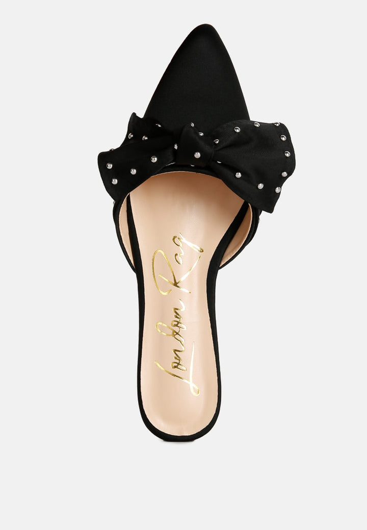 makeover studded bow flat mules by London Rag