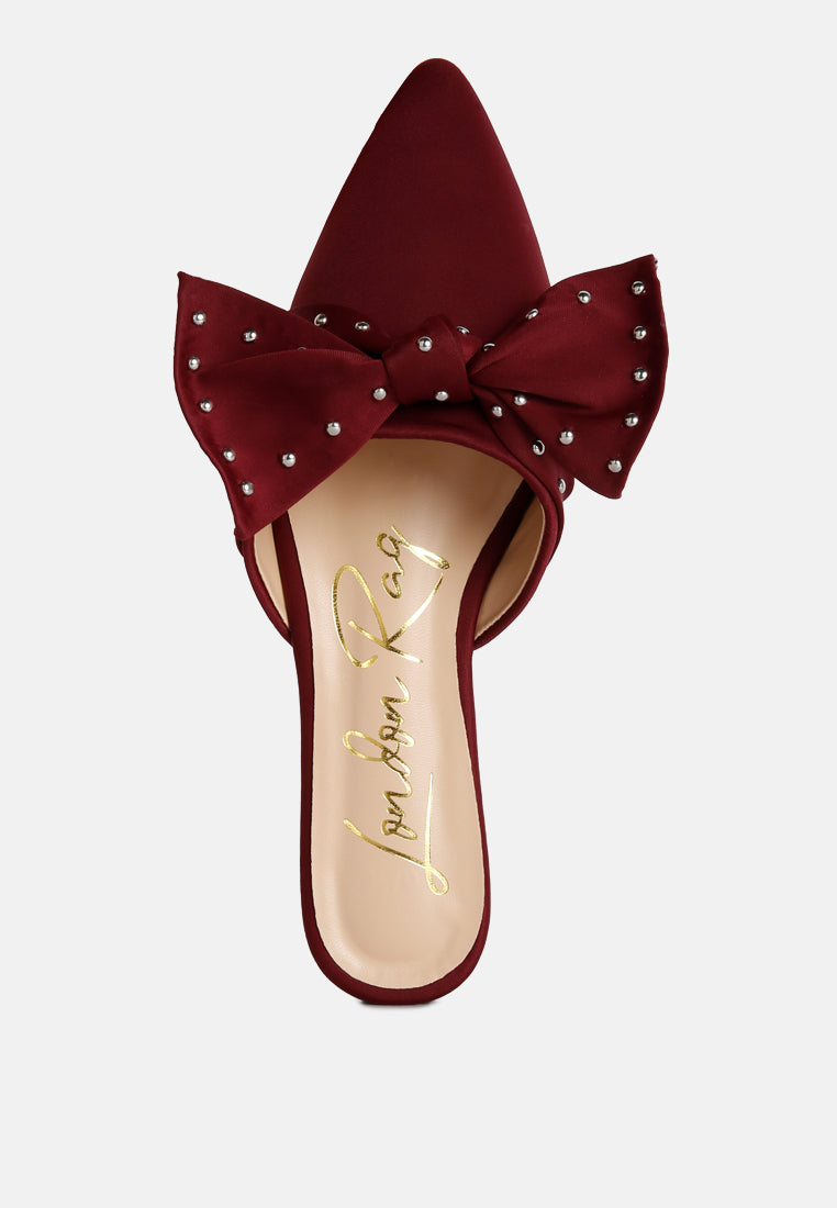 makeover studded bow flat mules by London Rag