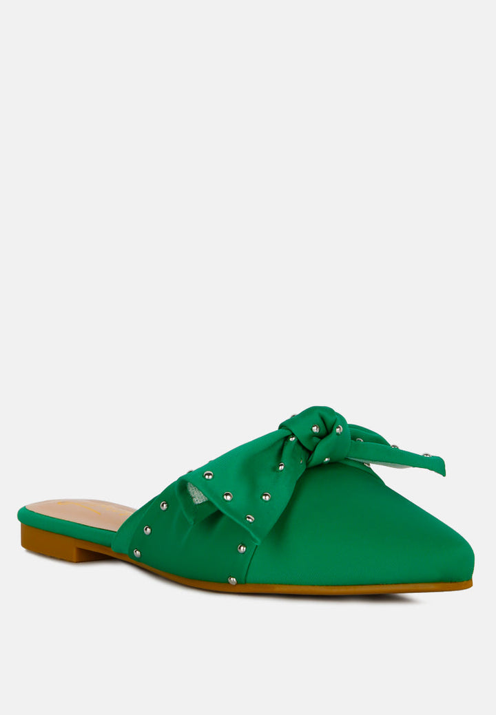 makeover studded bow flat mules by London Rag