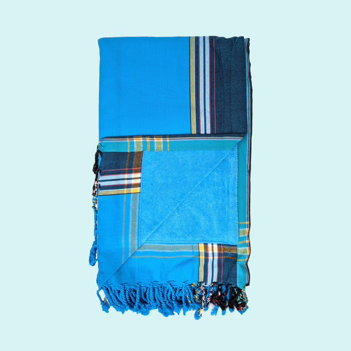 Medium Blue Kenyan Beach Towel by Swahili Coast