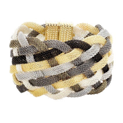 Braided Metal Mesh Detail Magnetic Bracelet by Madeline Love