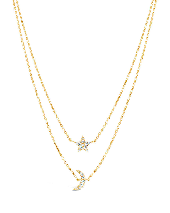 Layered CZ Crescent & Star Necklace by Sterling Forever