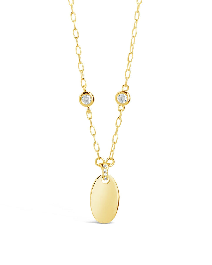 Leota Stationed CZ & Oval Pendant Necklace by Sterling Forever