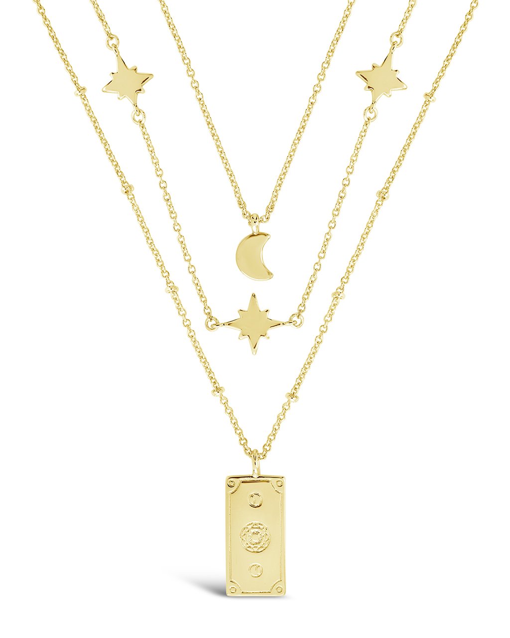 Moon, Star, & Tarot Card Layered Necklace by Sterling Forever