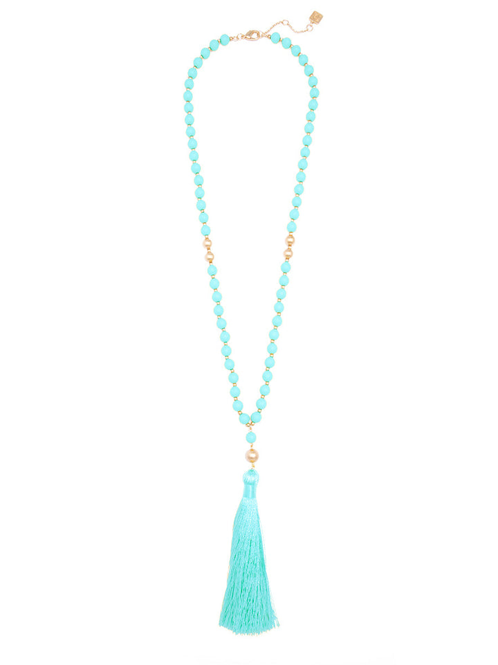 Faye Beaded Tassel Necklace by ZENZII