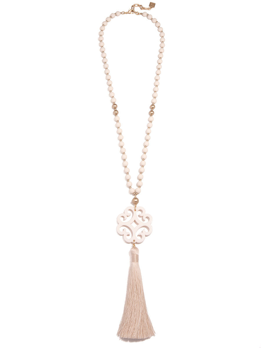 Jade Pendant Tassel Necklace by ZENZII