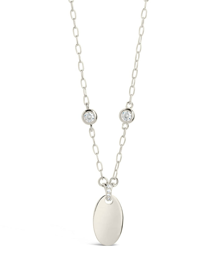 Leota Stationed CZ & Oval Pendant Necklace by Sterling Forever